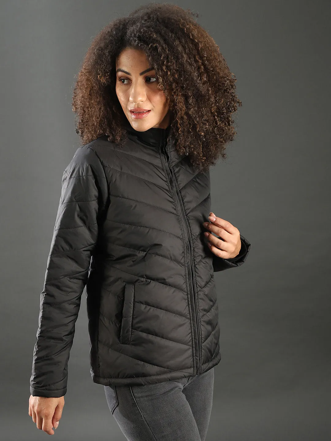Campus Sutra Women Solid Stylish Casual Bomber Jacket