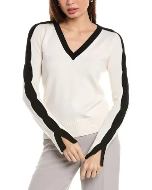 Elie Tahari Cable Trim Wool Sweater