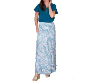 Halle Patterned Maxi Skirt With Pockets In Daphne Paisley