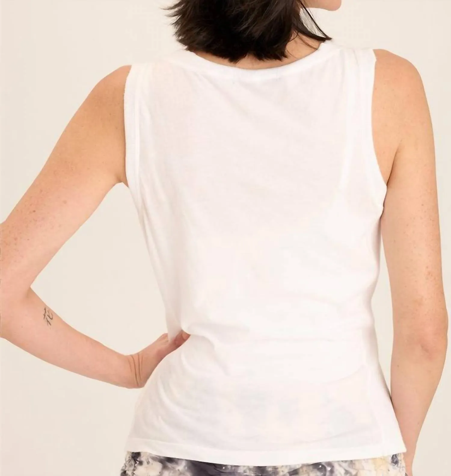 Rexel Jersey Rib Insert Shirred Tank In White